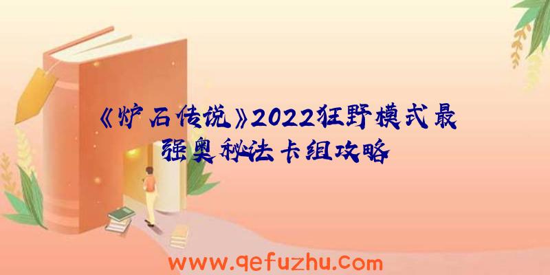 《炉石传说》2022狂野模式最强奥秘法卡组攻略