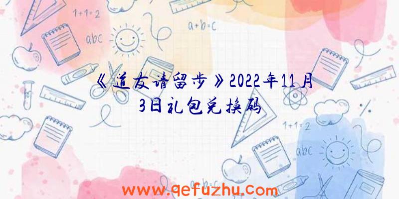 《道友请留步》2022年11月3日礼包兑换码