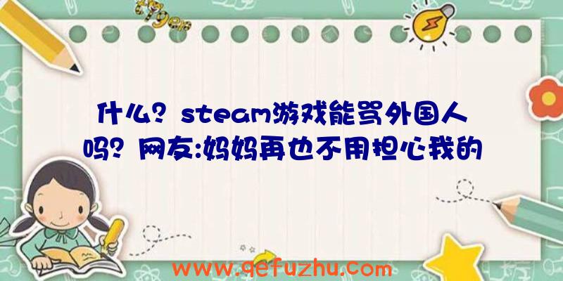 什么？steam游戏能骂外国人吗？网友:妈妈再也不用担心我的