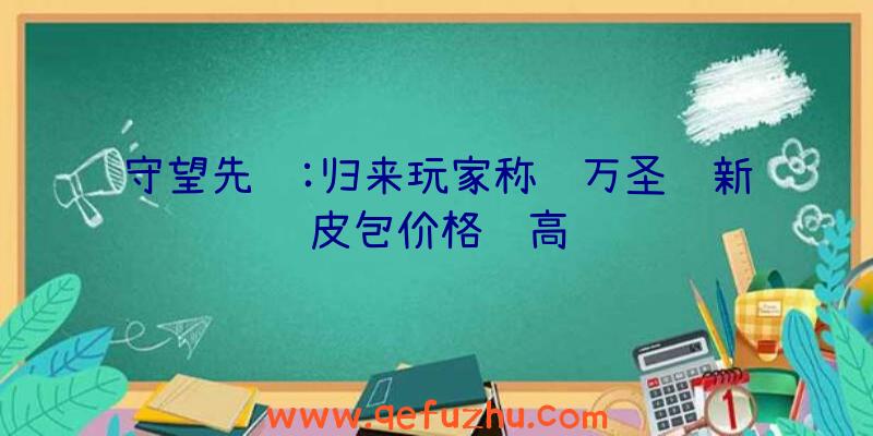 守望先锋:归来玩家称雾万圣节新皮包价格过高