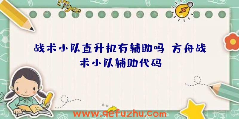 战术小队直升机有辅助吗、方舟战术小队辅助代码