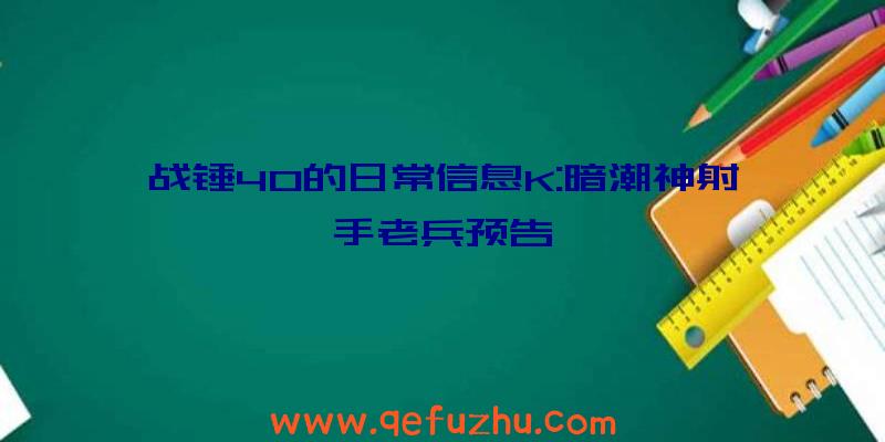 战锤40的日常信息K:暗潮神射手老兵预告