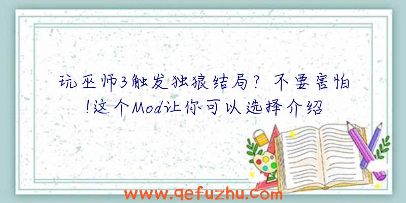 玩巫师3触发独狼结局？不要害怕!这个Mod让你可以选择介绍