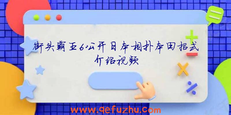 街头霸王6公开日本相扑本田招式介绍视频