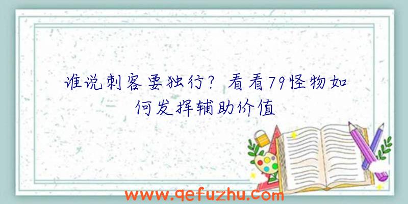 谁说刺客要独行？看看79怪物如何发挥辅助价值