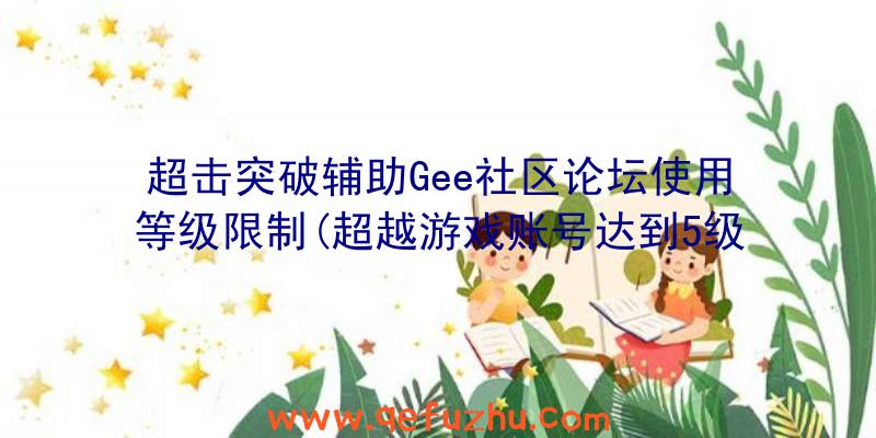 超击突破辅助Gee社区论坛使用等级限制(超越游戏账号达到5级)