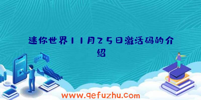 迷你世界11月25日激活码的介绍